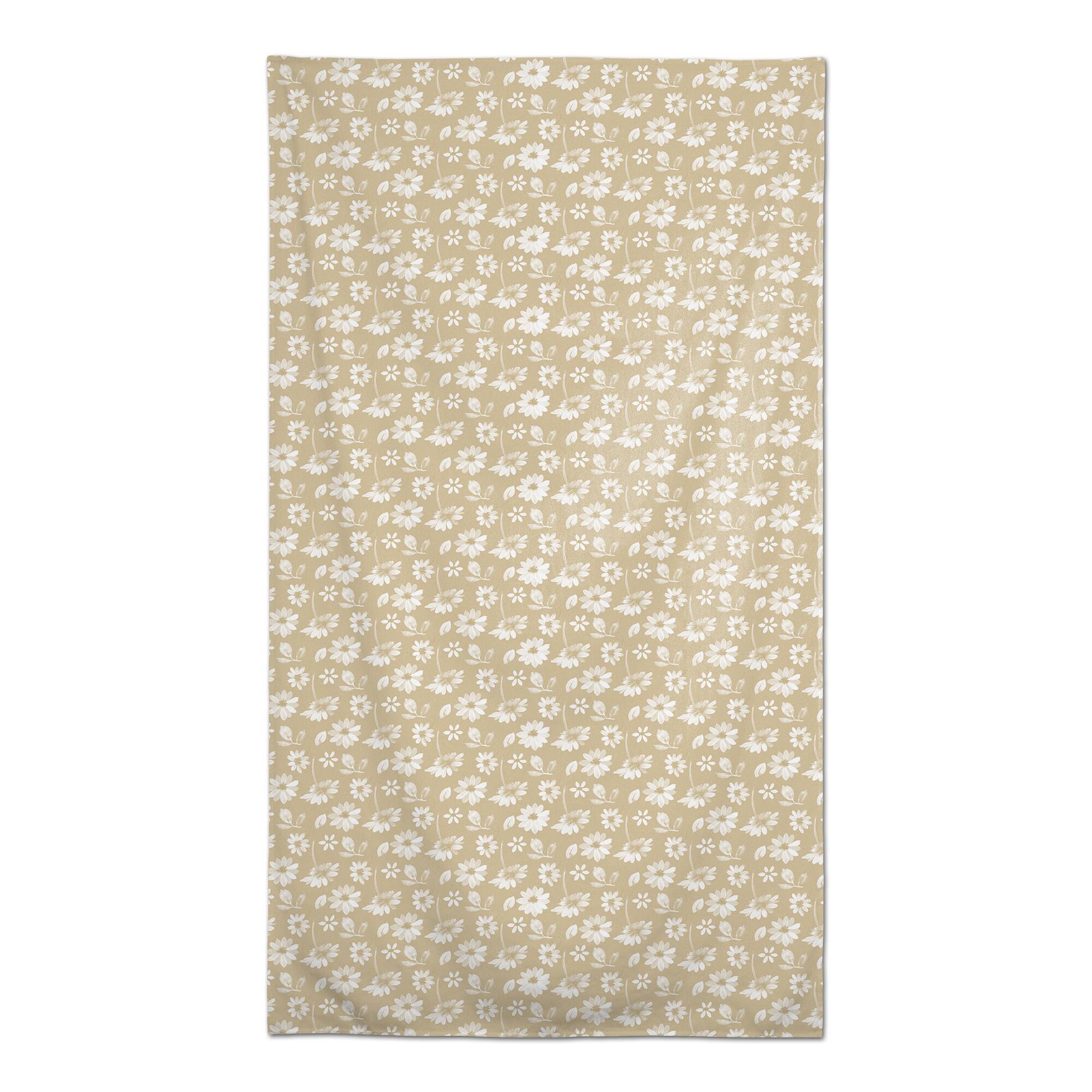 8.5ft. Tan & White Floral Tablecloth